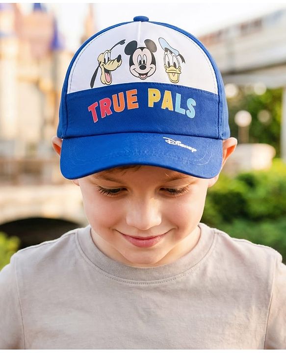Babyhug Disney 100% Cotton Woven Summer Cap With Mickey Mouse Graphics Multicolour - Diameter 15 Cm