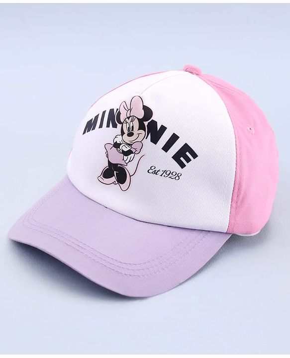 Babyhug Disney 100% Cotton Woven Summer Cap With Minnie Mouse Graphics Multicolour - Diameter 18.5 cm