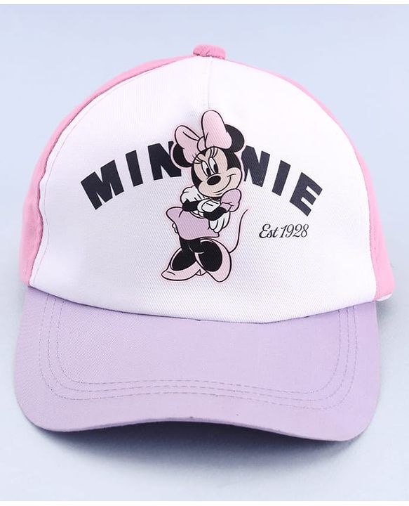 Babyhug Disney 100% Cotton Woven Summer Cap With Minnie Mouse Graphics Multicolour - Diameter 18.5 cm