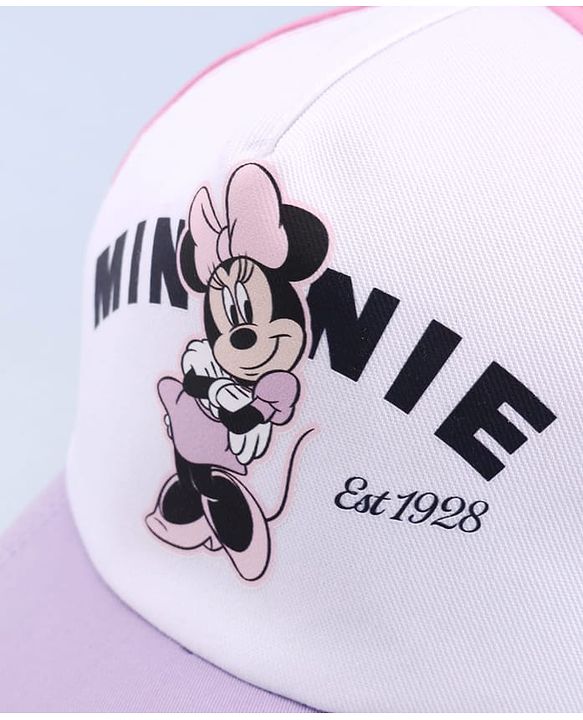Babyhug Disney 100% Cotton Woven Summer Cap With Minnie Mouse Graphics Multicolour - Diameter 18.5 cm