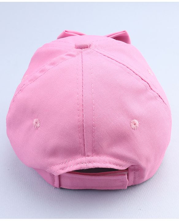 Babyhug Disney Cotton Woven Summer Cap With Minnie Mouse Graphics & Bow Applique Pink - Diameter 17.5 cm