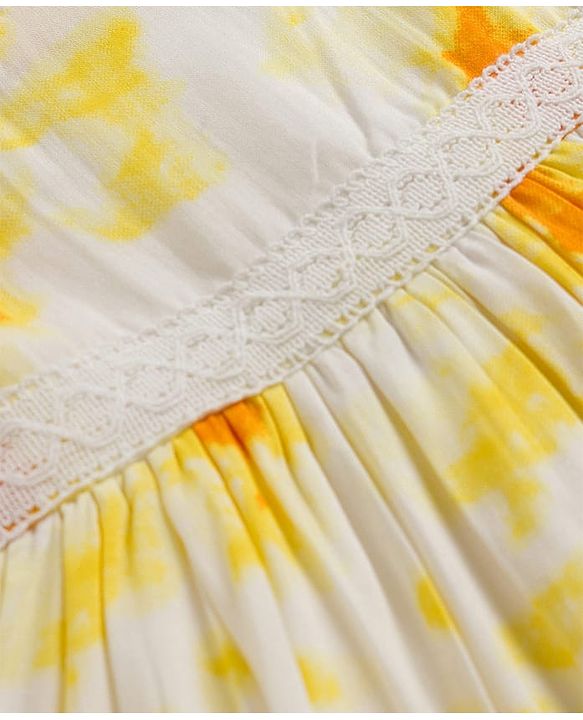 Babyhug Cotton Woven Sleeveless Abstract Printed Frock - White
