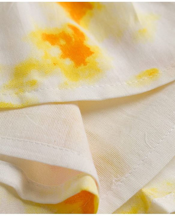 Babyhug Cotton Woven Sleeveless Abstract Printed Frock - White