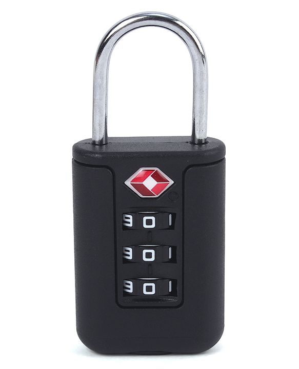 Babyhug Secure 3-Digit Luggage TSA Lock ??Black Lightweight Travel Lock Durable Combination Lock for Bags & Suitcases Compact & Easy to Use Free Size Number Lock.