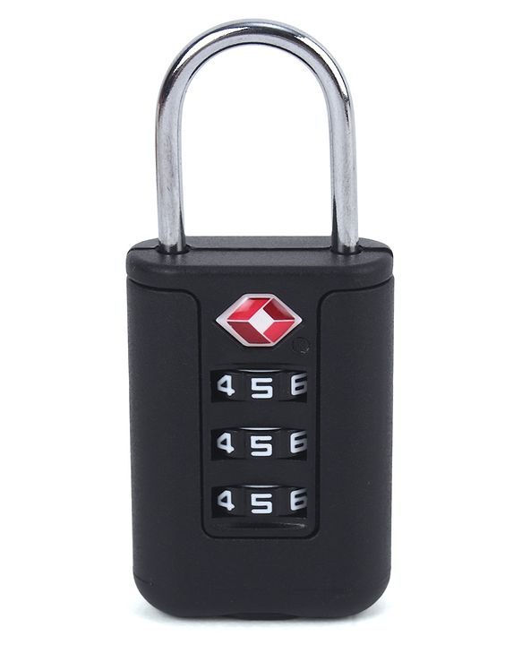 Babyhug Secure 3-Digit Luggage TSA Lock ??Black Lightweight Travel Lock Durable Combination Lock for Bags & Suitcases Compact & Easy to Use Free Size Number Lock.