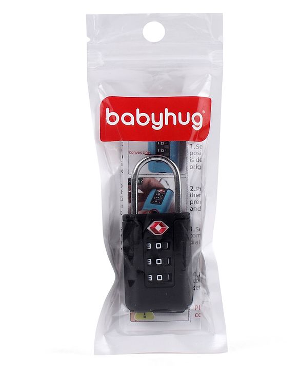 Babyhug Secure 3-Digit Luggage TSA Lock ??Black Lightweight Travel Lock Durable Combination Lock for Bags & Suitcases Compact & Easy to Use Free Size Number Lock.