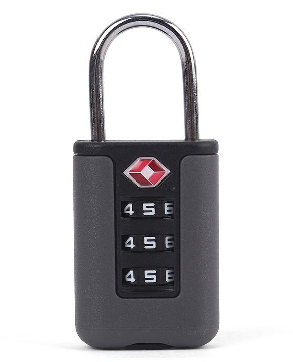 Babyhug Secure 3-Digit Luggage TSA Lock ??Black Lightweight Travel Lock Durable Combination Lock for Bags & Suitcases Compact & Easy to Use Free Size Number Lock.