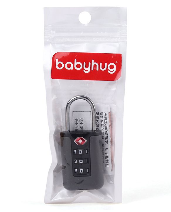 Babyhug Secure 3-Digit Luggage TSA Lock ??Black Lightweight Travel Lock Durable Combination Lock for Bags & Suitcases Compact & Easy to Use Free Size Number Lock.