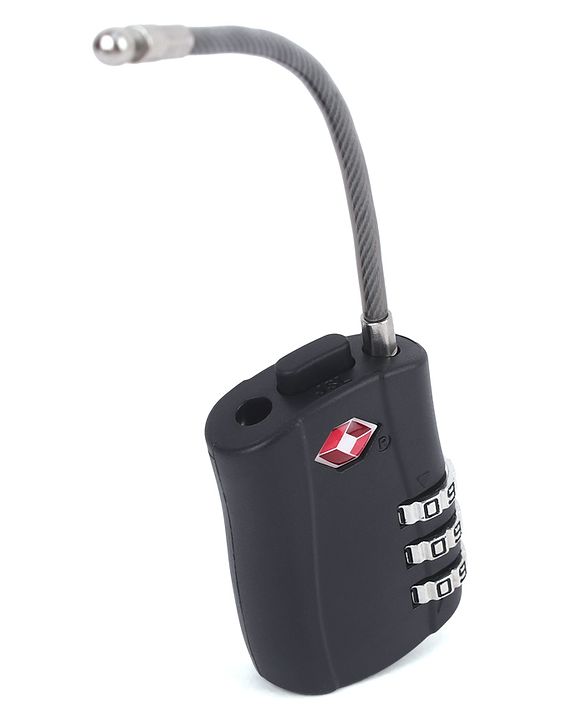 Babyhug Secure 3-Digit Luggage TSA Lock with Flexible Wire ??Black Lightweight Travel Lock Durable Combination Lock for Bags & Suitcases Compact & Easy to Use Free Size Number Lock.