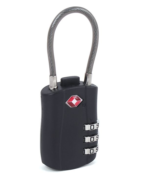 Babyhug Secure 3-Digit Luggage TSA Lock with Flexible Wire ??Black Lightweight Travel Lock Durable Combination Lock for Bags & Suitcases Compact & Easy to Use Free Size Number Lock.