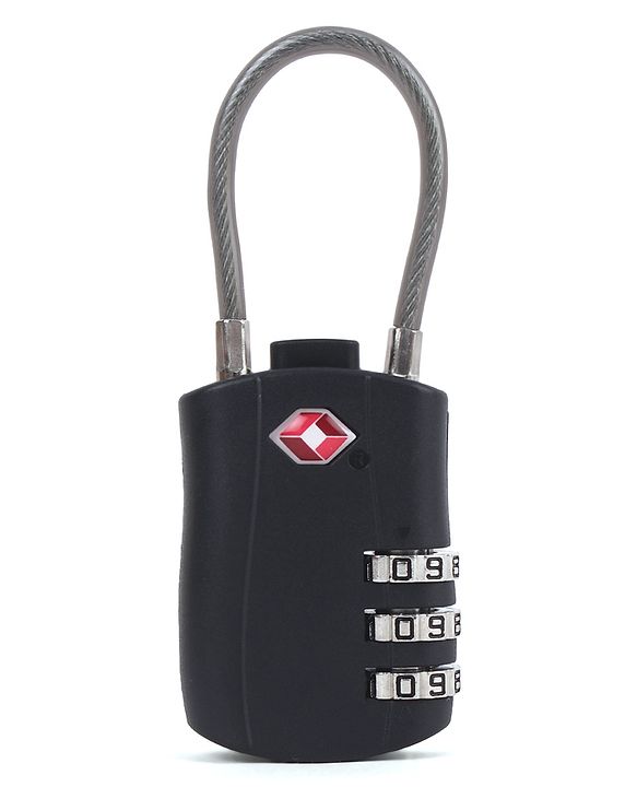 Babyhug Secure 3-Digit Luggage TSA Lock with Flexible Wire ??Black Lightweight Travel Lock Durable Combination Lock for Bags & Suitcases Compact & Easy to Use Free Size Number Lock.