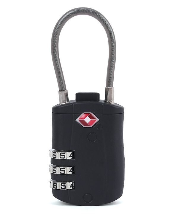 Babyhug Secure 3-Digit Luggage TSA Lock with Flexible Wire ??Black Lightweight Travel Lock Durable Combination Lock for Bags & Suitcases Compact & Easy to Use Free Size Number Lock.