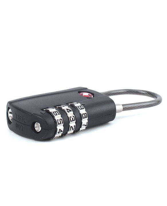 Babyhug Secure 3-Digit Luggage TSA Lock with Flexible Wire ??Black Lightweight Travel Lock Durable Combination Lock for Bags & Suitcases Compact & Easy to Use Free Size Number Lock.