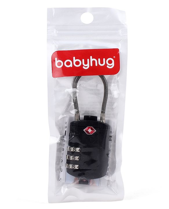 Babyhug Secure 3-Digit Luggage TSA Lock with Flexible Wire ??Black Lightweight Travel Lock Durable Combination Lock for Bags & Suitcases Compact & Easy to Use Free Size Number Lock.