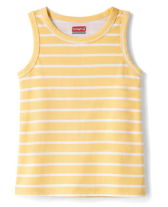 Babyhug 100% Cotton Antibacterial Sleeveless Striped Vests With Bear Print Pack of 3 - Multicolor