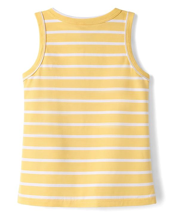 Babyhug 100% Cotton Antibacterial Sleeveless Striped Vests With Bear Print Pack of 3 - Multicolor