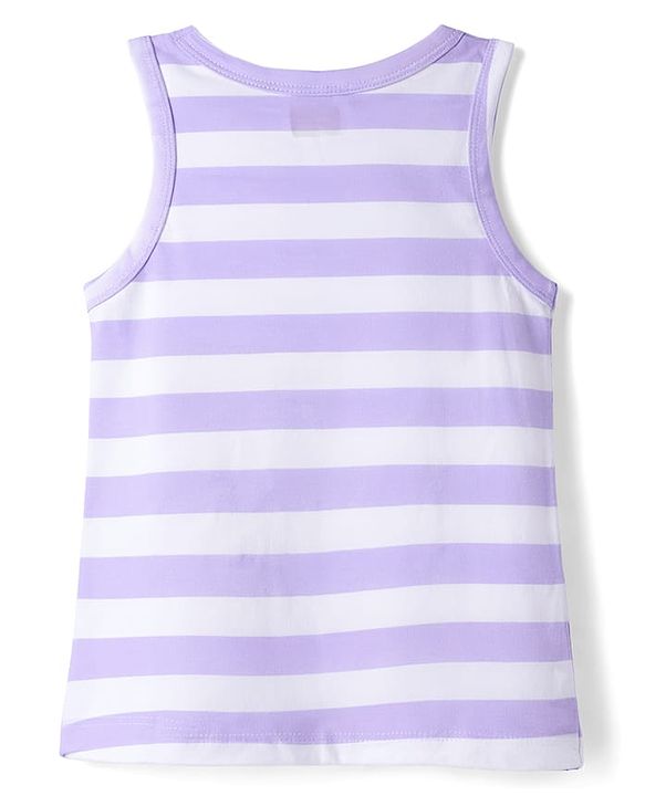 Babyhug 100% Cotton Antibacterial Sleeveless Striped Vests With Bear Print Pack of 3 - Multicolor