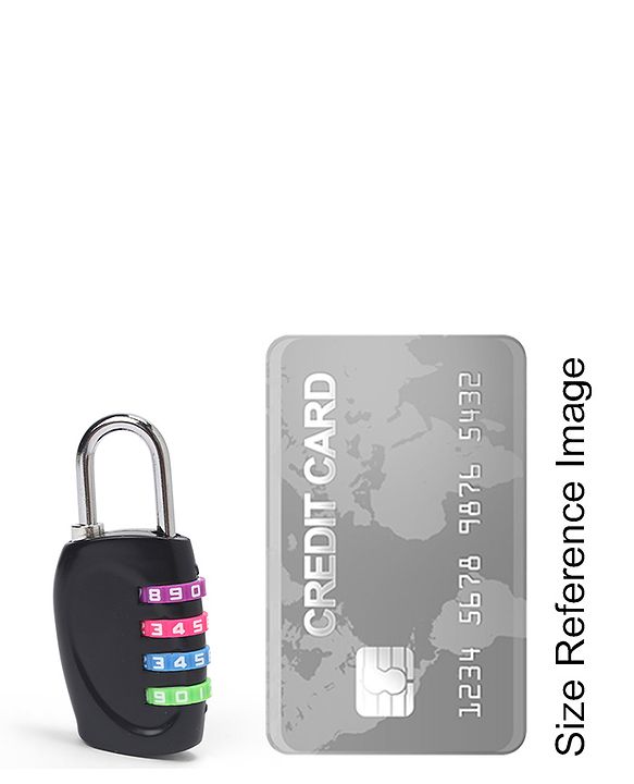 Babyhug Travel Luggage Tag with 4-Digit Combination Lock - Black| Secure Metal Shackle| Lightweight Travel Lock| Durable Combination Lock for Bags & Suitcases| Compact & Easy to Use