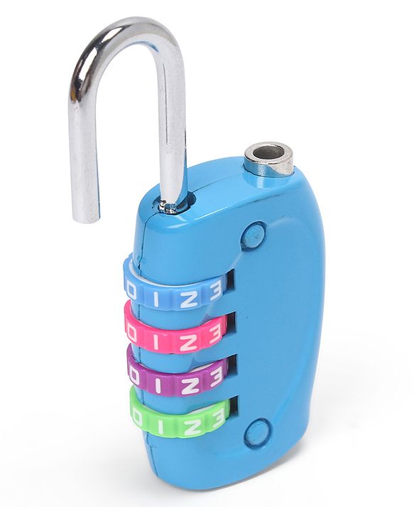 Babyhug Travel Luggage Tag with 4-Digit Combination Lock - Black| Secure Metal Shackle| Lightweight Travel Lock| Durable Combination Lock for Bags & Suitcases| Compact & Easy to Use