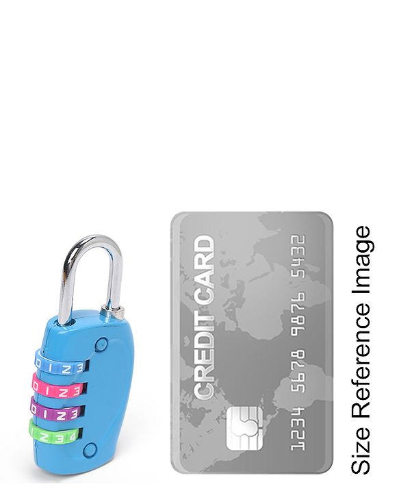 Babyhug Travel Luggage Tag with 4-Digit Combination Lock - Black| Secure Metal Shackle| Lightweight Travel Lock| Durable Combination Lock for Bags & Suitcases| Compact & Easy to Use