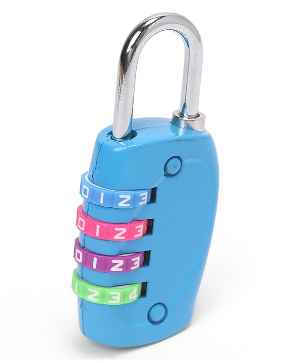 Babyhug Travel Luggage Tag with 4-Digit Combination Lock - Black| Secure Metal Shackle| Lightweight Travel Lock| Durable Combination Lock for Bags & Suitcases| Compact & Easy to Use