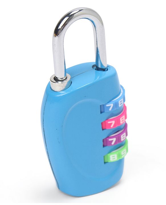 Babyhug Travel Luggage Tag with 4-Digit Combination Lock - Black| Secure Metal Shackle| Lightweight Travel Lock| Durable Combination Lock for Bags & Suitcases| Compact & Easy to Use