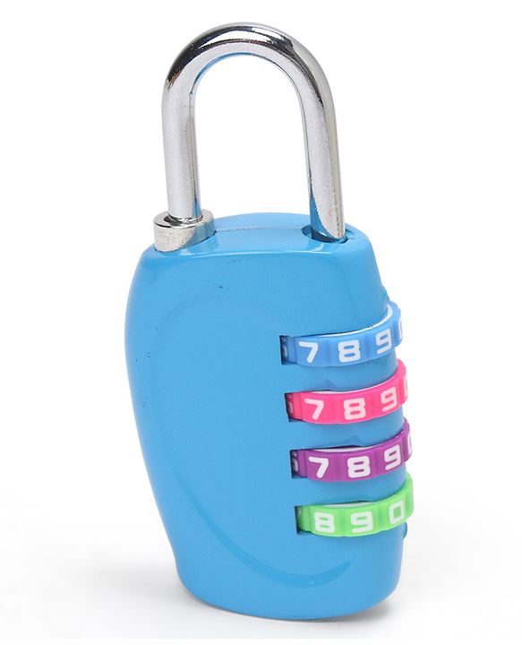 Babyhug Travel Luggage Tag with 4-Digit Combination Lock - Black| Secure Metal Shackle| Lightweight Travel Lock| Durable Combination Lock for Bags & Suitcases| Compact & Easy to Use
