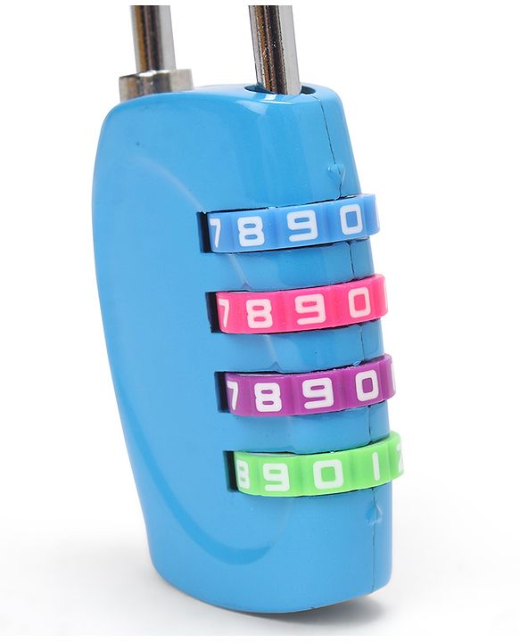Babyhug Travel Luggage Tag with 4-Digit Combination Lock - Black| Secure Metal Shackle| Lightweight Travel Lock| Durable Combination Lock for Bags & Suitcases| Compact & Easy to Use