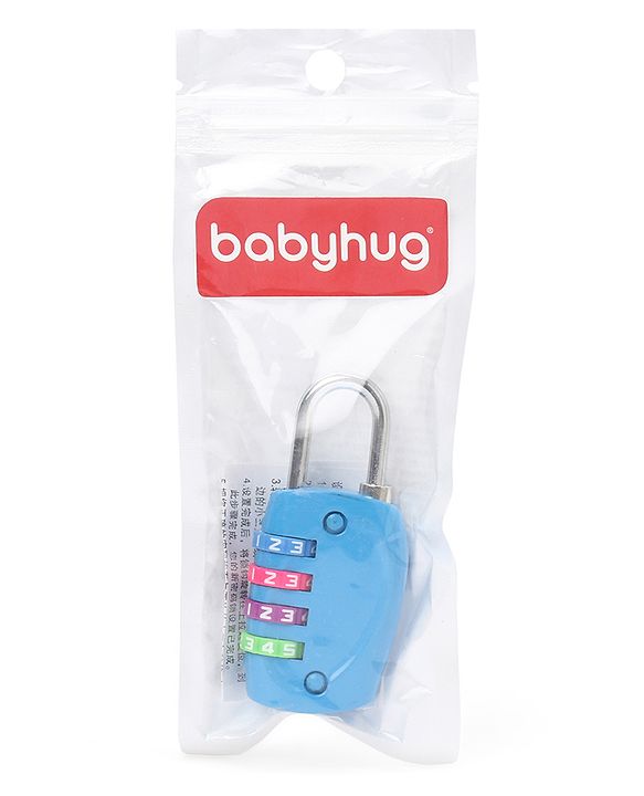 Babyhug Travel Luggage Tag with 4-Digit Combination Lock - Black| Secure Metal Shackle| Lightweight Travel Lock| Durable Combination Lock for Bags & Suitcases| Compact & Easy to Use
