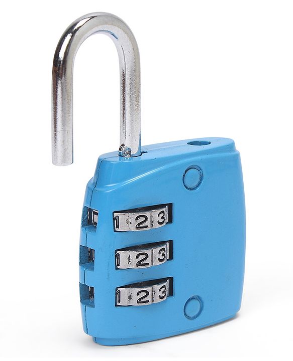 Babyhug Travel Luggage Tag with 3-Digit Combination Lock - Blue| Secure Metal Shackle| Lightweight Travel Lock| Durable Combination Lock for Bags & Suitcases| Compact & Easy to Use