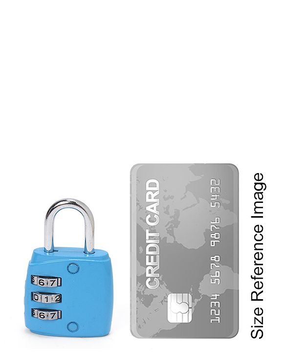 Babyhug Travel Luggage Tag with 3-Digit Combination Lock - Blue| Secure Metal Shackle| Lightweight Travel Lock| Durable Combination Lock for Bags & Suitcases| Compact & Easy to Use