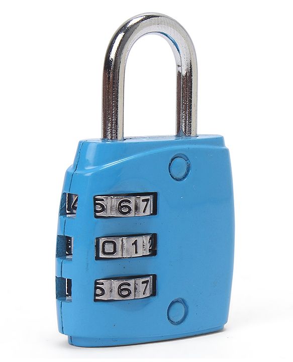 Babyhug Travel Luggage Tag with 3-Digit Combination Lock - Blue| Secure Metal Shackle| Lightweight Travel Lock| Durable Combination Lock for Bags & Suitcases| Compact & Easy to Use