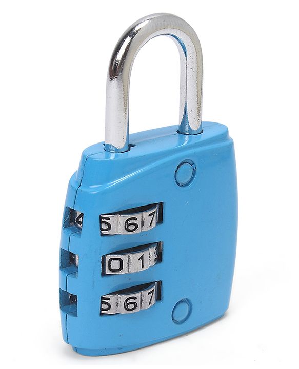 Babyhug Travel Luggage Tag with 3-Digit Combination Lock - Blue| Secure Metal Shackle| Lightweight Travel Lock| Durable Combination Lock for Bags & Suitcases| Compact & Easy to Use