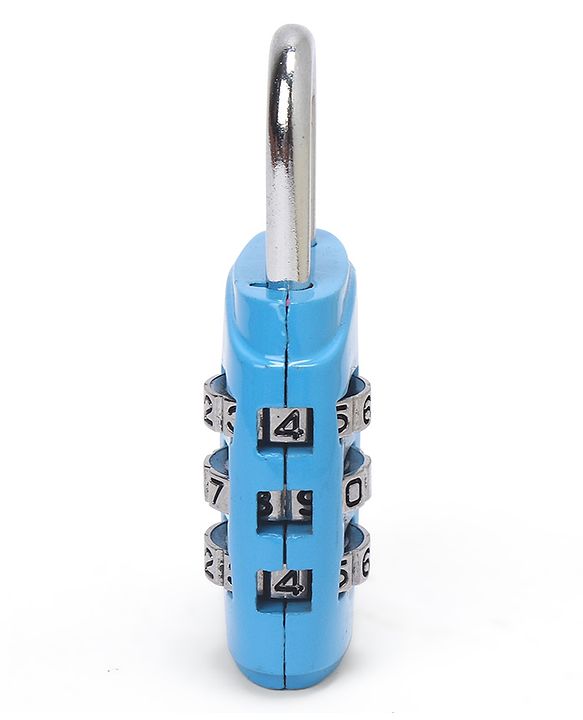Babyhug Travel Luggage Tag with 3-Digit Combination Lock - Blue| Secure Metal Shackle| Lightweight Travel Lock| Durable Combination Lock for Bags & Suitcases| Compact & Easy to Use