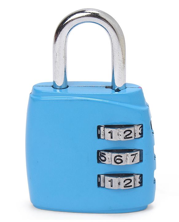 Babyhug Travel Luggage Tag with 3-Digit Combination Lock - Blue| Secure Metal Shackle| Lightweight Travel Lock| Durable Combination Lock for Bags & Suitcases| Compact & Easy to Use