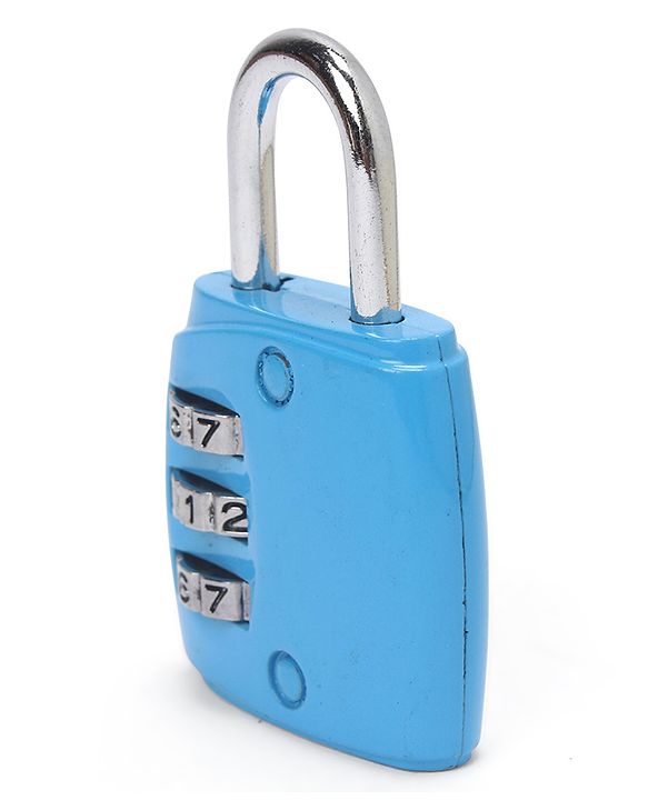 Babyhug Travel Luggage Tag with 3-Digit Combination Lock - Blue| Secure Metal Shackle| Lightweight Travel Lock| Durable Combination Lock for Bags & Suitcases| Compact & Easy to Use