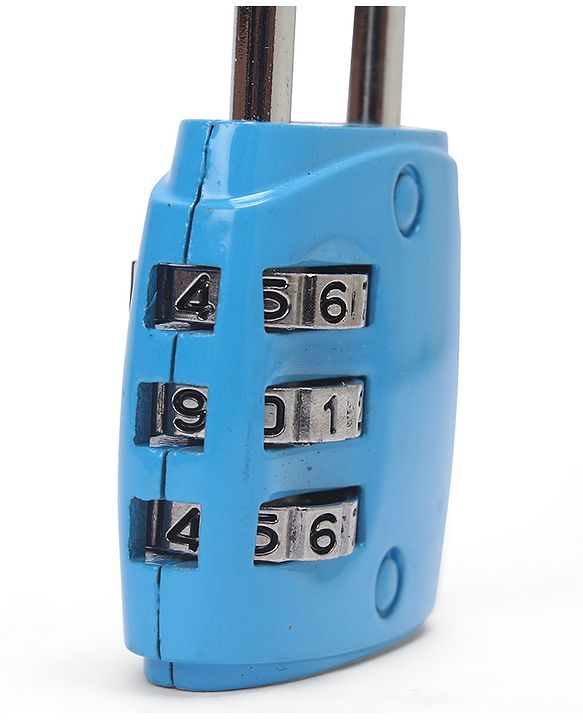 Babyhug Travel Luggage Tag with 3-Digit Combination Lock - Blue| Secure Metal Shackle| Lightweight Travel Lock| Durable Combination Lock for Bags & Suitcases| Compact & Easy to Use