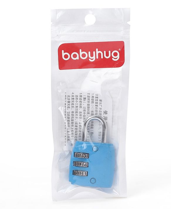 Babyhug Travel Luggage Tag with 3-Digit Combination Lock - Blue| Secure Metal Shackle| Lightweight Travel Lock| Durable Combination Lock for Bags & Suitcases| Compact & Easy to Use