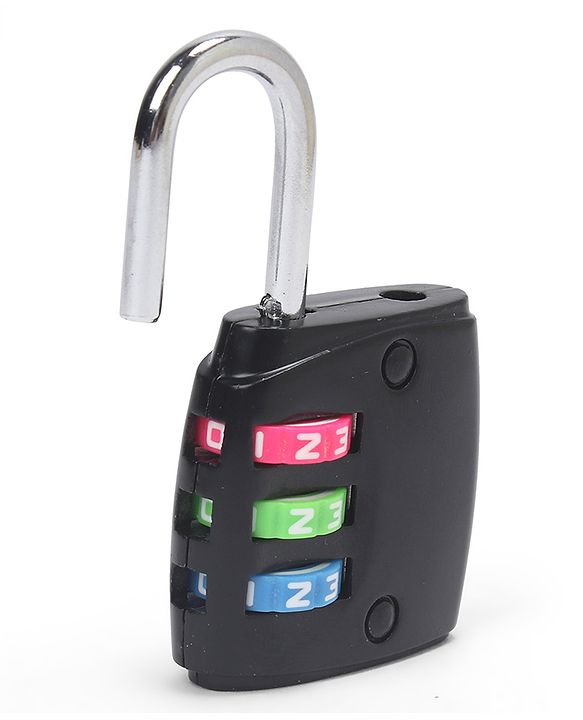 Babyhug Travel Luggage Tag with 3-Digit Combination Lock - Blue| Secure Metal Shackle| Lightweight Travel Lock| Durable Combination Lock for Bags & Suitcases| Compact & Easy to Use