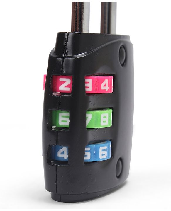 Babyhug Travel Luggage Tag with 3-Digit Combination Lock - Blue| Secure Metal Shackle| Lightweight Travel Lock| Durable Combination Lock for Bags & Suitcases| Compact & Easy to Use
