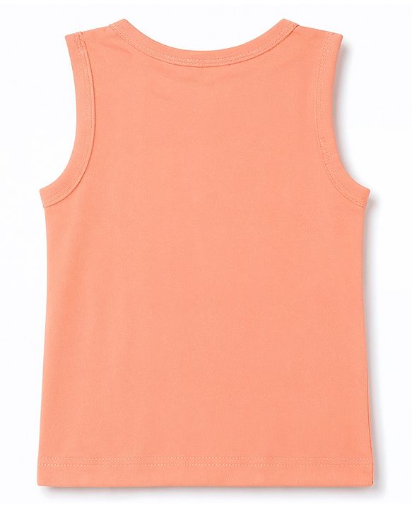 Babyhug 100% Cotton Single Jersey Knit Antibacterial Striped Sleeveless Vest with Bear Print Pack of 3 - Blue & Orange