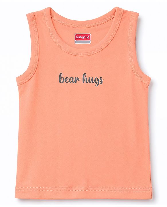 Babyhug 100% Cotton Single Jersey Knit Antibacterial Striped Sleeveless Vest with Bear Print Pack of 3 - Blue & Orange