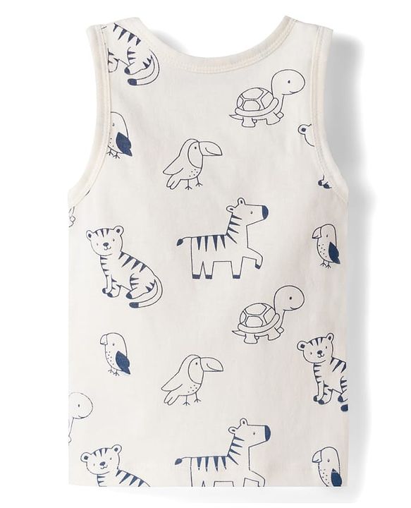 Babyhug 100% Cotton Single Jersey Knit Antibacterial Sleeveless Vests With Animal Print Pack of 3 - Multicolr