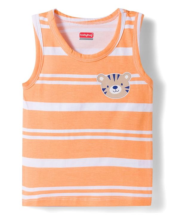 Babyhug 100% Cotton Single Jersey Knit Antibacterial Sleeveless Vests With Animal Print Pack of 3 - Multicolr