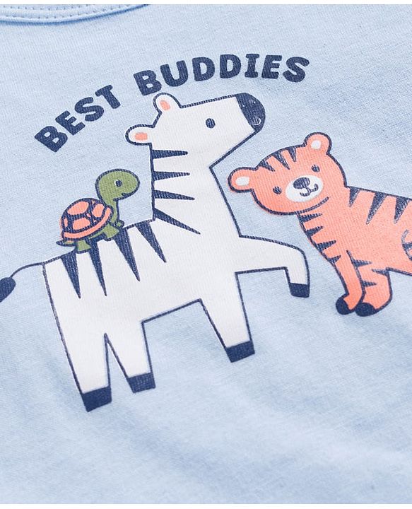 Babyhug 100% Cotton Single Jersey Knit Antibacterial Sleeveless Vests With Animal Print Pack of 3 - Multicolr