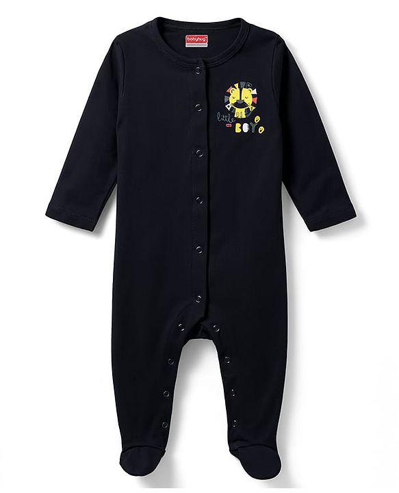 Babyhug Cotton Knit Full Sleeves Front Open Text Printed Footed Sleepsuit with Cap - Pink