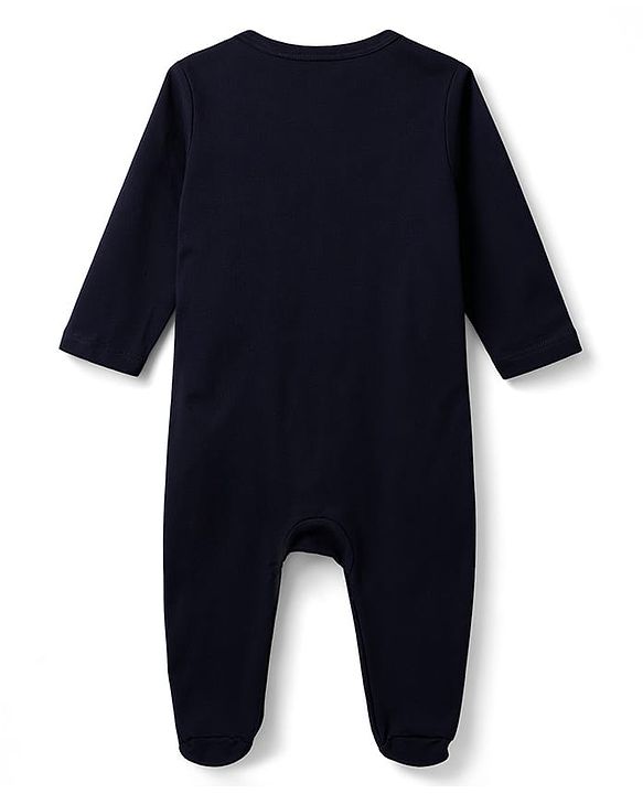 Babyhug Cotton Knit Full Sleeves Front Open Text Printed Footed Sleepsuit with Cap - Pink