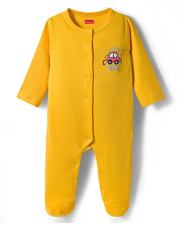 Babyhug Cotton Knit Full Sleeves Front Open Text Printed Footed Sleepsuit with Cap - Pink