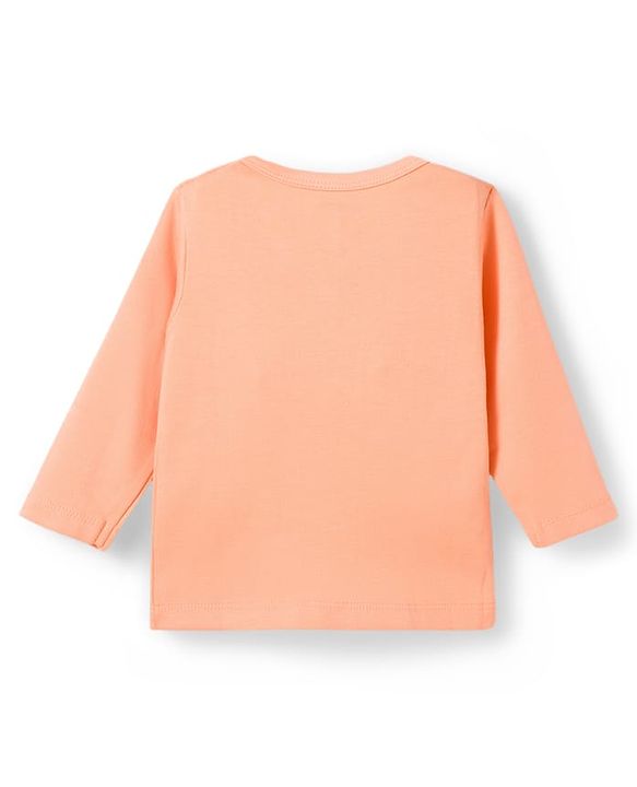 Babyhug Cotton Knit Full Sleeves T-Shirt & Pyjama Night Suit With Peach Print & Cap - Orange