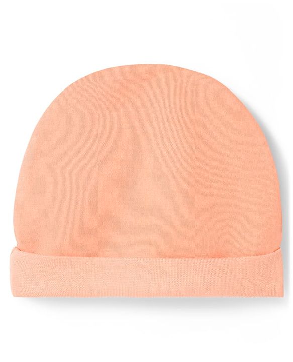 Babyhug Cotton Knit Full Sleeves T-Shirt & Pyjama Night Suit With Peach Print & Cap - Orange